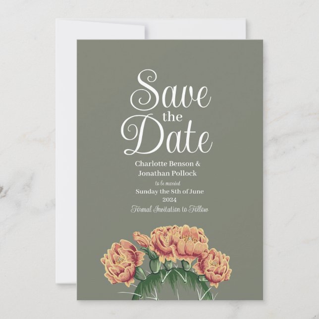 Save The Date Mariage de cactus à fleur de poires (Devant)