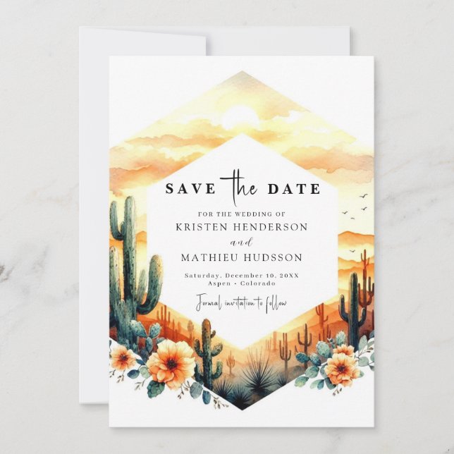 Save The Date Mariage de cactus rustique modifiable (Devant)