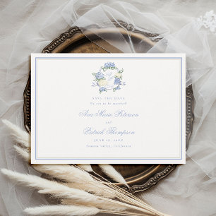 Save The Date Mariage de cadre d'ivoire bleu crête