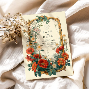 Save The Date Mariage de cadre Fleur sauvage Art Nouveau