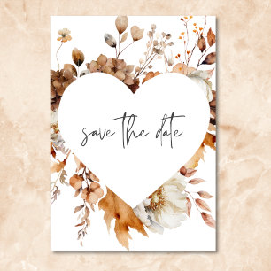 Save The Date Mariage de cadre floral neutre à automne moderne
