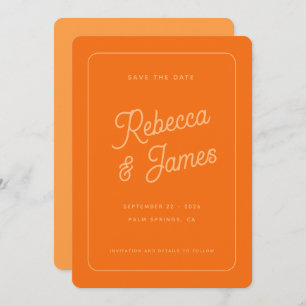 Save The Date Mariage de cadre Retro Bold Orange Typography
