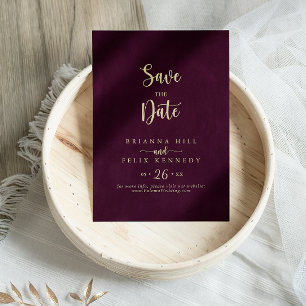 Save The Date Mariage de calligraphie de la Bourgogne d'or