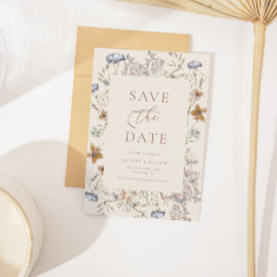 Save The Date Mariage de calligraphie Fleur sauvage Crème