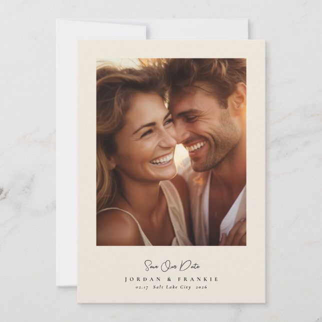 Save The Date mariage de calligraphie moderne 2 script photo (Devant)