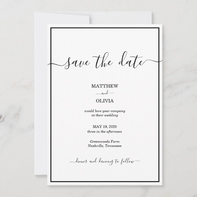 Save The Date Mariage de calligraphie moderne et élégant (Devant)