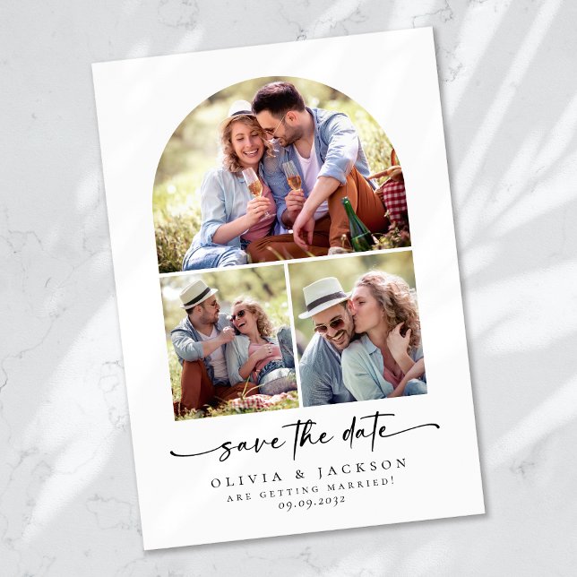 Save The Date Mariage de calligraphie multiphoto (Créateur téléchargé)