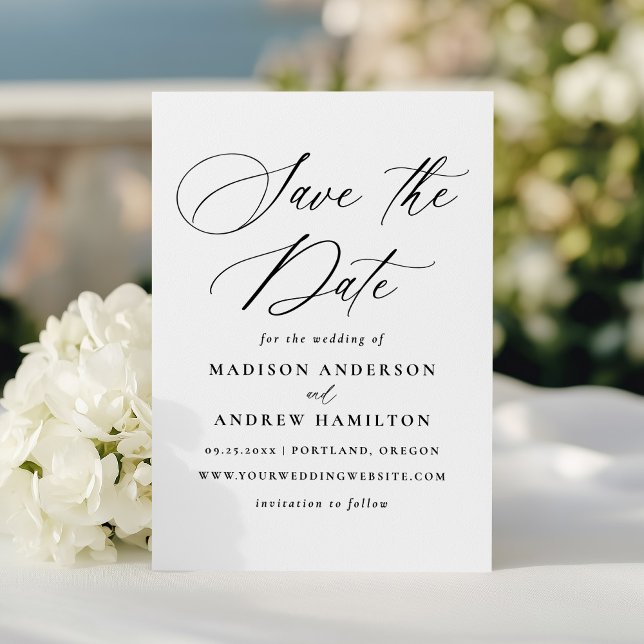 Save The Date Mariage de calligraphie noire moderne (Créateur téléchargé)