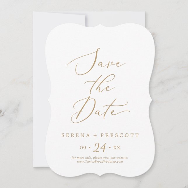 Save The Date Mariage de calligraphie Or Delicate (Devant)