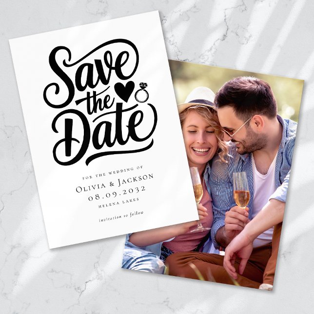 Save The Date Mariage de calligraphie photo moderne (Créateur téléchargé)