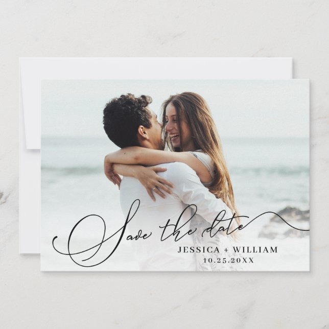Save The Date Mariage de calligraphie tout simplement élégant Ph (Devant)