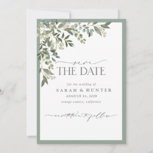 Save The Date Mariage de calligraphie végétale Eucalyptus