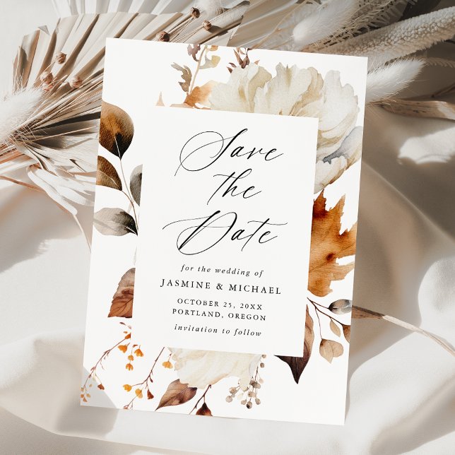 Save The Date Mariage de charpente florale d'automne rustique (Créateur téléchargé)