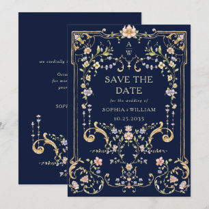 Save The Date Mariage de charpente florale de Grace Orné Victori