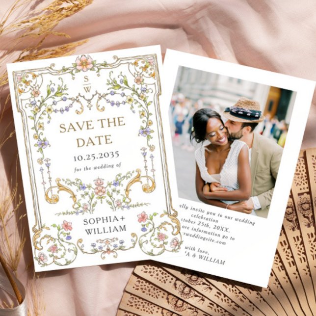 Save The Date Mariage de charpente florale de Grace Orné Victori (Créateur téléchargé)