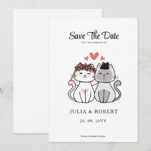 Save The Date Mariage de Chat Mignon de la Mariée et du Marié 
