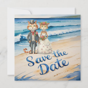 Save The Date Mariage de Chat sur la Plage Thème de Mariage