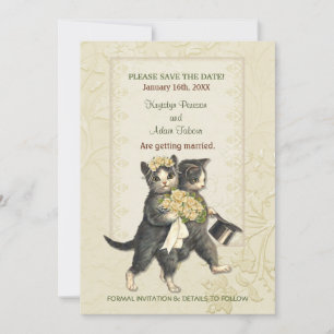 Save The Date Mariage de Chats Élégants Enregistrez la Date