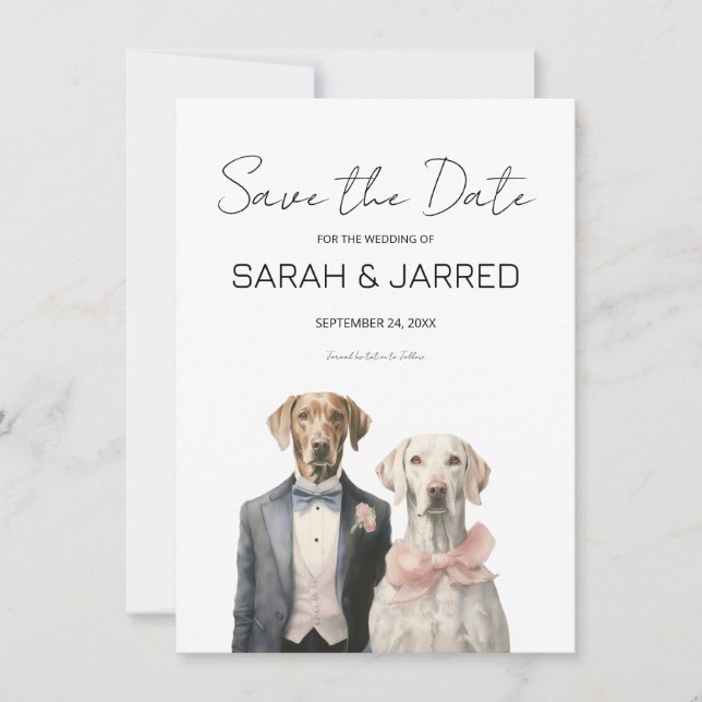 Save The Date Mariage de chiens fiancés (Devant)