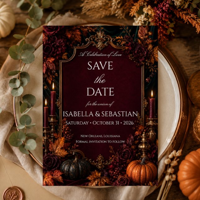 Save The Date Mariage de citrouille automnal gothique (Créateur téléchargé)