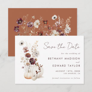 Save The Date Mariage de citrouille de fleur sauvage d'automne b