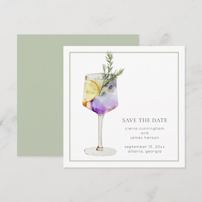 Save The Date Mariage de cocktails Fun Watercolor (Devant / Derrière)