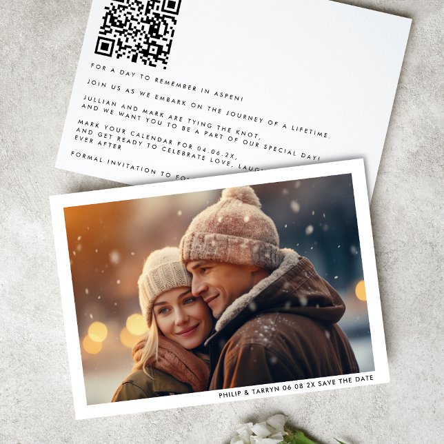 Save The Date Mariage de code QR de la photo à cadre minimal mod (Créateur téléchargé)