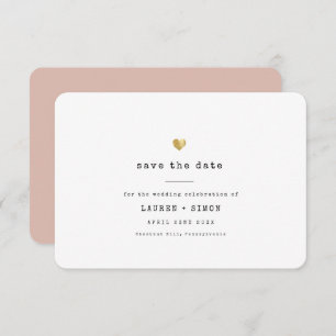 Save The Date Mariage de coeur doré minimaliste de machine à écr