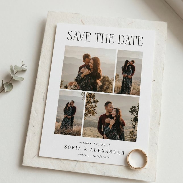 Save The Date Mariage de collage de photo de tête classique (Créateur téléchargé)