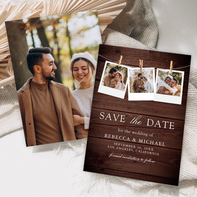 Save The Date Mariage de collage de photos en bois de grange de  (Créateur téléchargé)