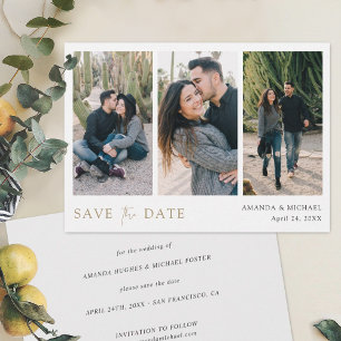 Save The Date Mariage de collage multiphoto personnalisé simple 