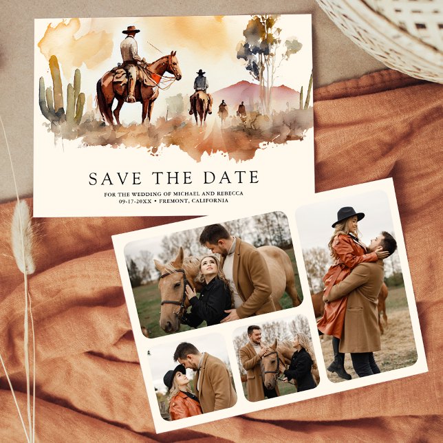Save The Date Mariage de collage photo de cow-boy occidental rus (Créateur téléchargé)