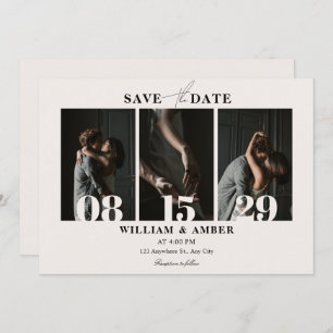 Save The Date Mariage de collage photo minimaliste beige