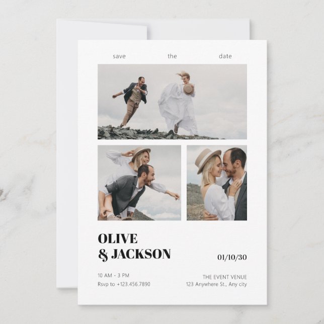 Save The Date Mariage de collage photo moderne esthétique (Devant)