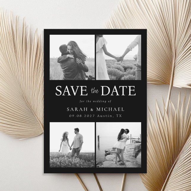 Save The Date Mariage de collection photo noir et blanc moderne (Créateur téléchargé)