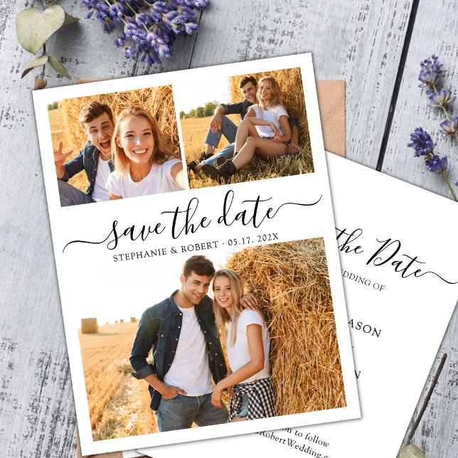 Save The Date Mariage de collection photo Script 3 élégant (Créateur téléchargé)