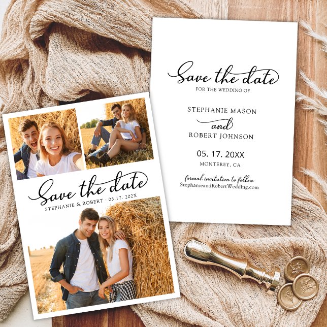 Save The Date Mariage de collection photo Script 3 élégant (Créateur téléchargé)