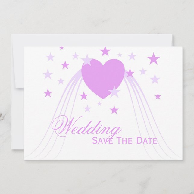 Save The Date Mariage de conception de coeur couleur violet (Devant)
