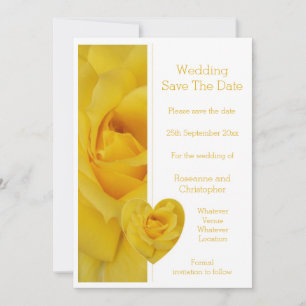 Save The Date Mariage de conception du coeur rose jaune
