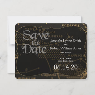 Save The Date Mariage de Constellation d'Or et de Noir Enregistr