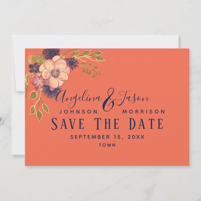 Save The Date Mariage de corail (Devant)