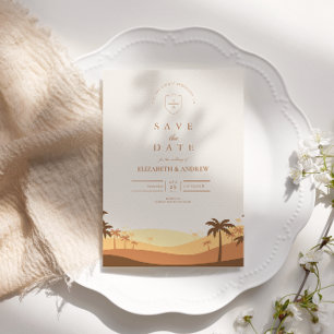 Save The Date Mariage de coucher de soleil du désert rétro