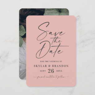 Save The Date Mariage de couleur rose pâle et mat