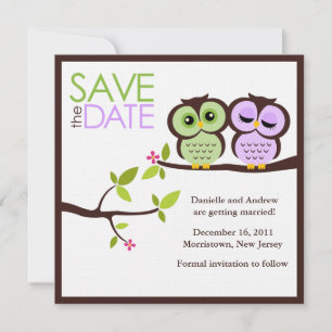 Save The Date Mariage de couple de hiboux Enregistrer la date
