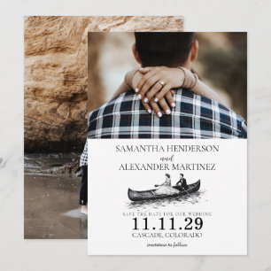 Save The Date Mariage de couple en canoë