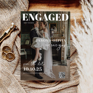 Save The Date Mariage de couverture de magazine tendance en styl