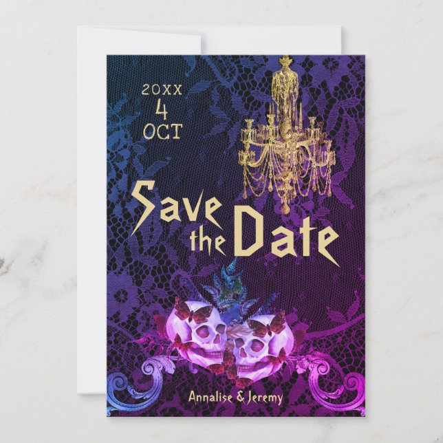 Save The Date Mariage de crâne gothique (Devant)