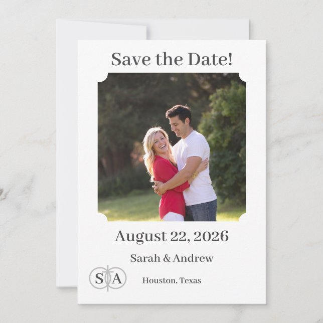 Save The Date Mariage de croix et anneaux monogrammes (Devant)