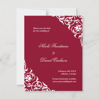 Save The Date Mariage de défilement classe rouge florissant enre