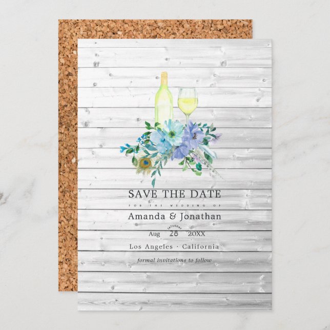 Save The Date Mariage de dégustation de vin bohème Menthe rustiq (Devant / Derrière)